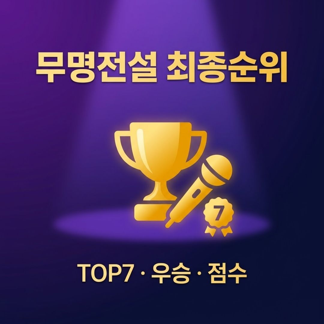 무명전설 최종순위 TOP7 우승자 성리 점수 결승 결과 정리 썸네일
