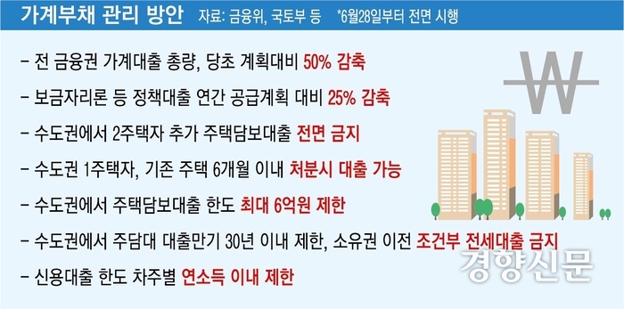 수도권 대출규제 시행, 주택대출 6억한도 제한