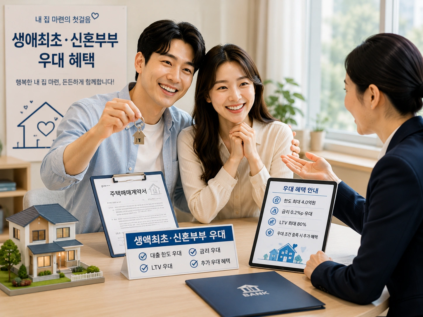 생애최초 신혼부부 우대 혜택 상담 모습