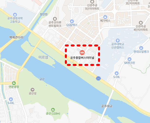 공주고속버스터미널 지도