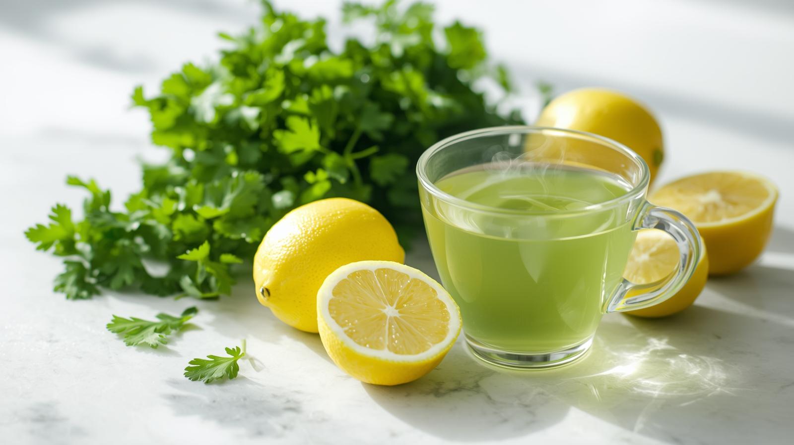 체취 완화에 도움이 되는 녹색 채소와 허브 차 이미지