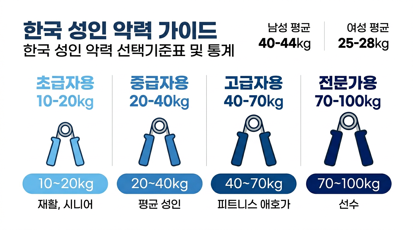 악력기 고르는법 강도 선택 기준 성별 평균 악력 표