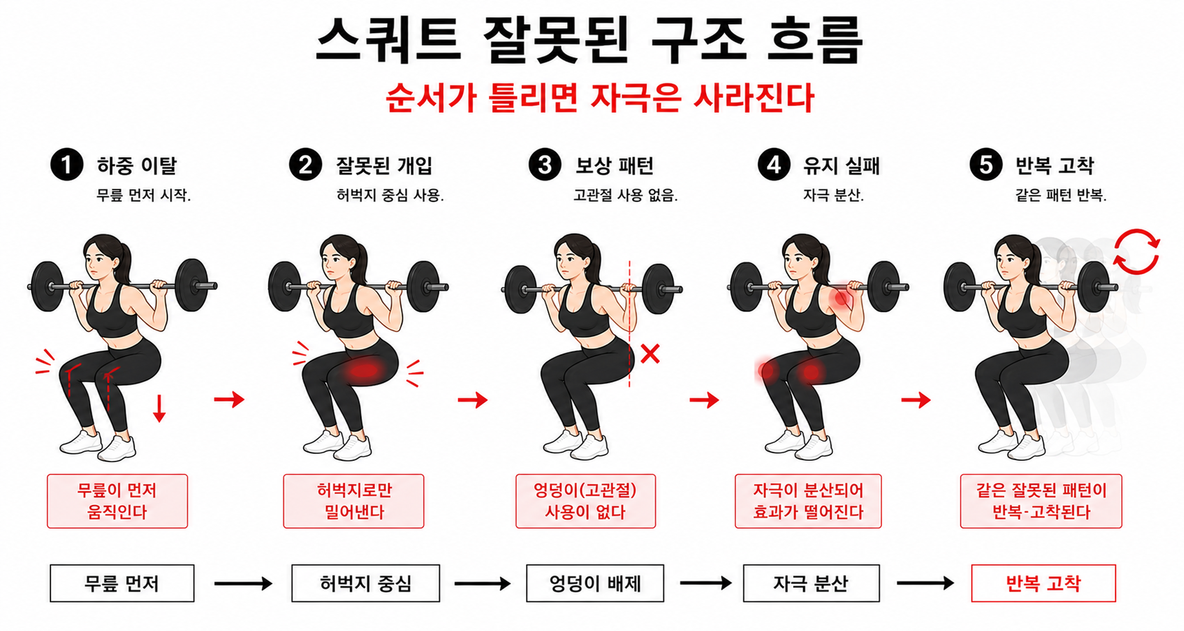 스쿼트 잘못된 구조 흐름
