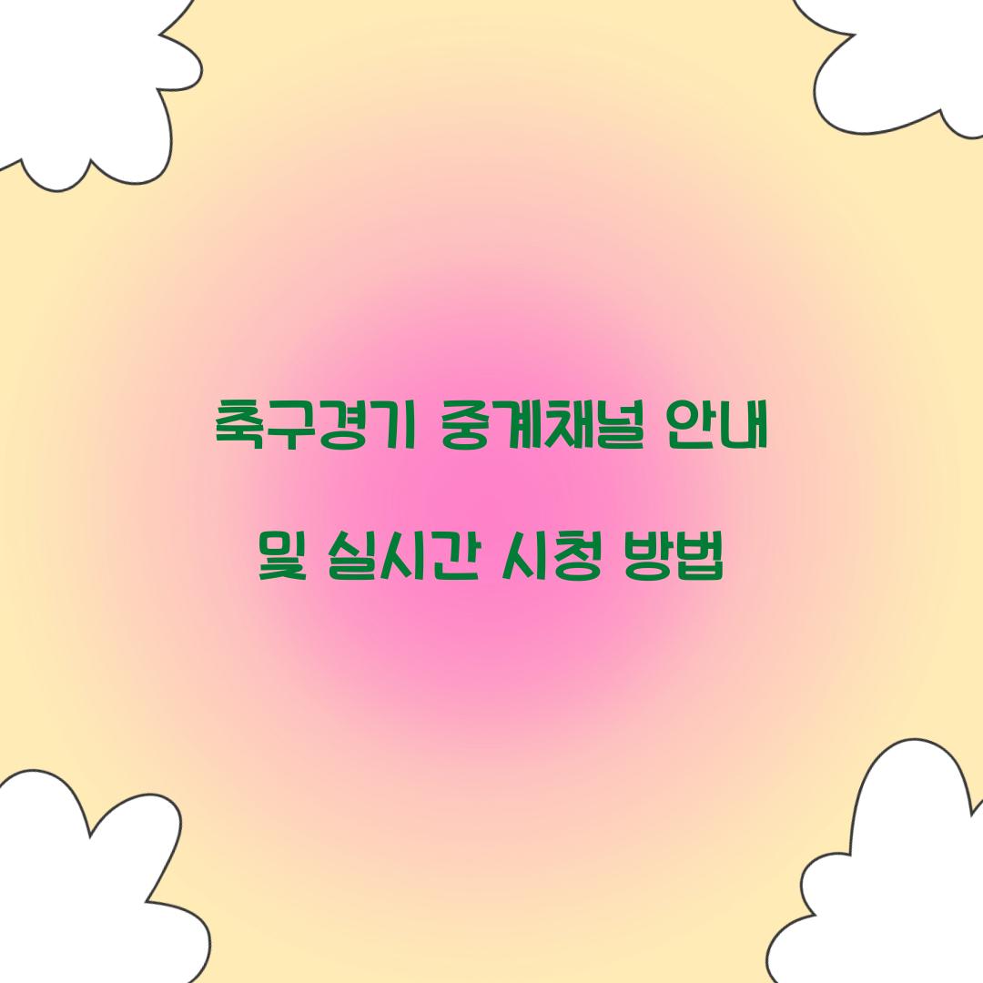 축구경기 중계채널