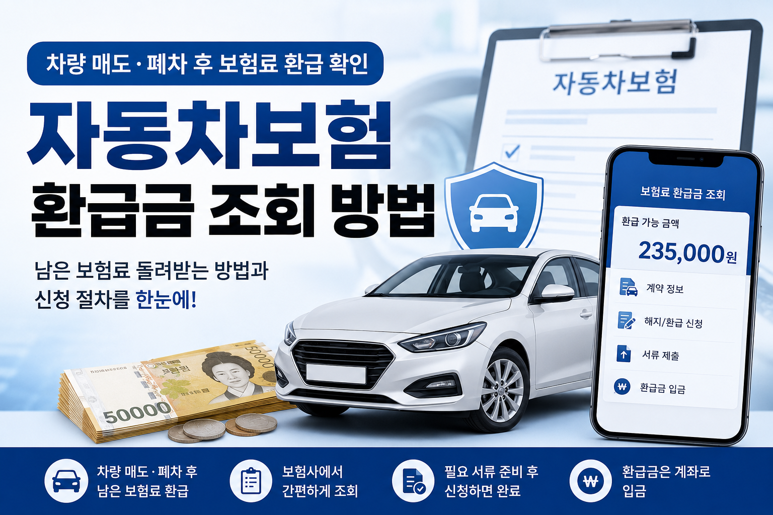 자동차보험 환급금 조회 방법과 차량 매도 폐차 후 보험료 환급 확인 안내 이미지