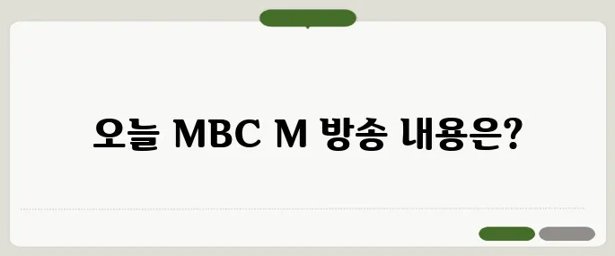 MBC M 편성표 오늘 방송 정보 한눈에!