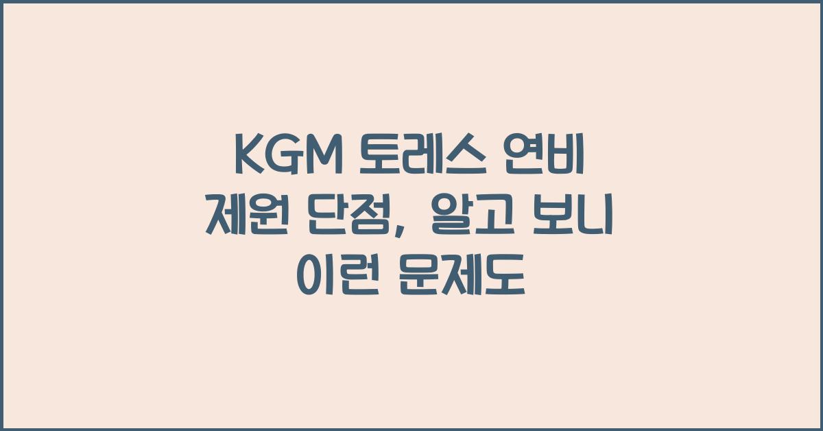 KGM 토레스 연비 제원 단점