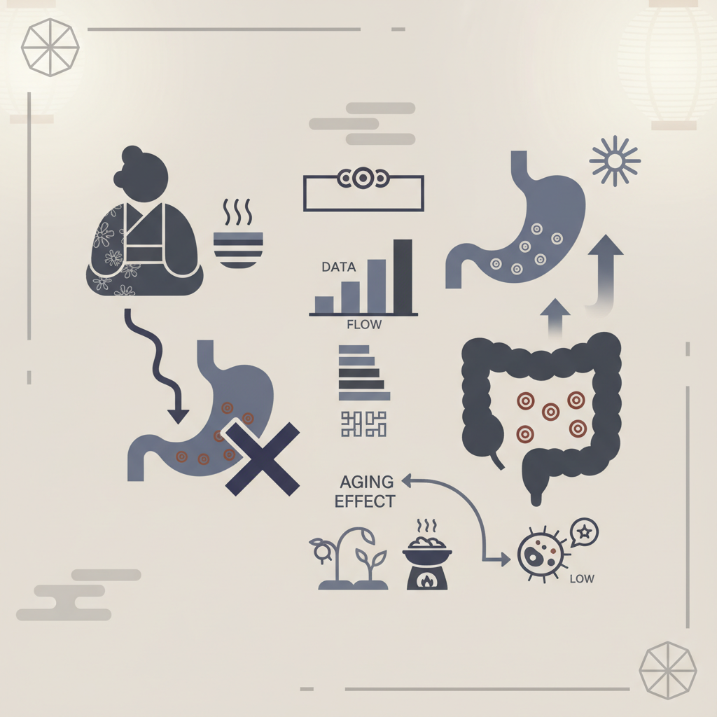 図1 加齢に伴う鉄分吸収低下の背景に関する統計・生理メカニズム・対策を示す政策リポート用インフォグラフィック