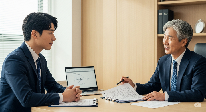 지식재산권 상담을 받는 창업가