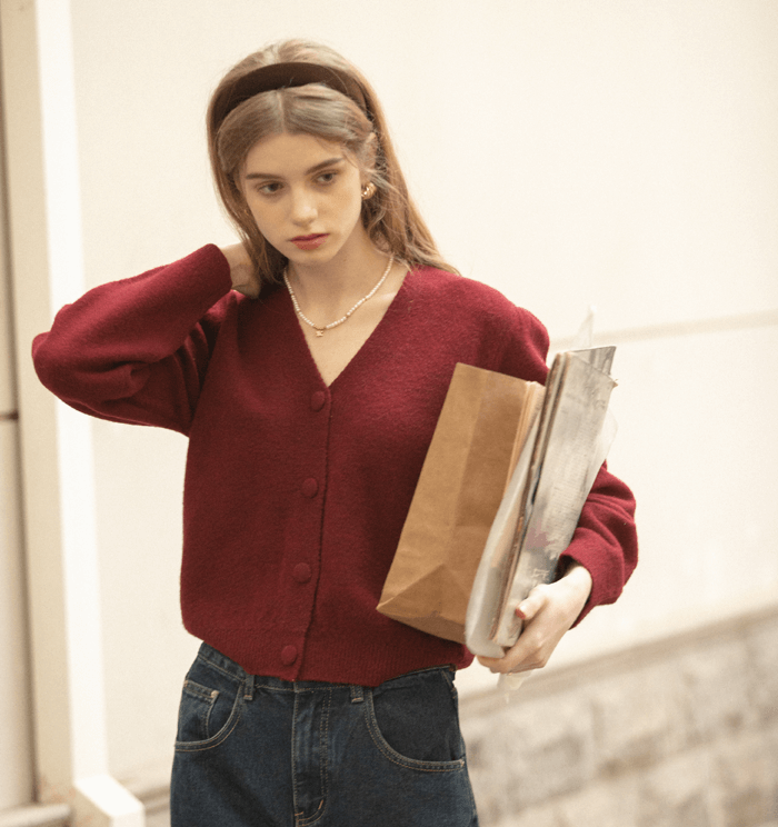 르니나 버건디 가디건