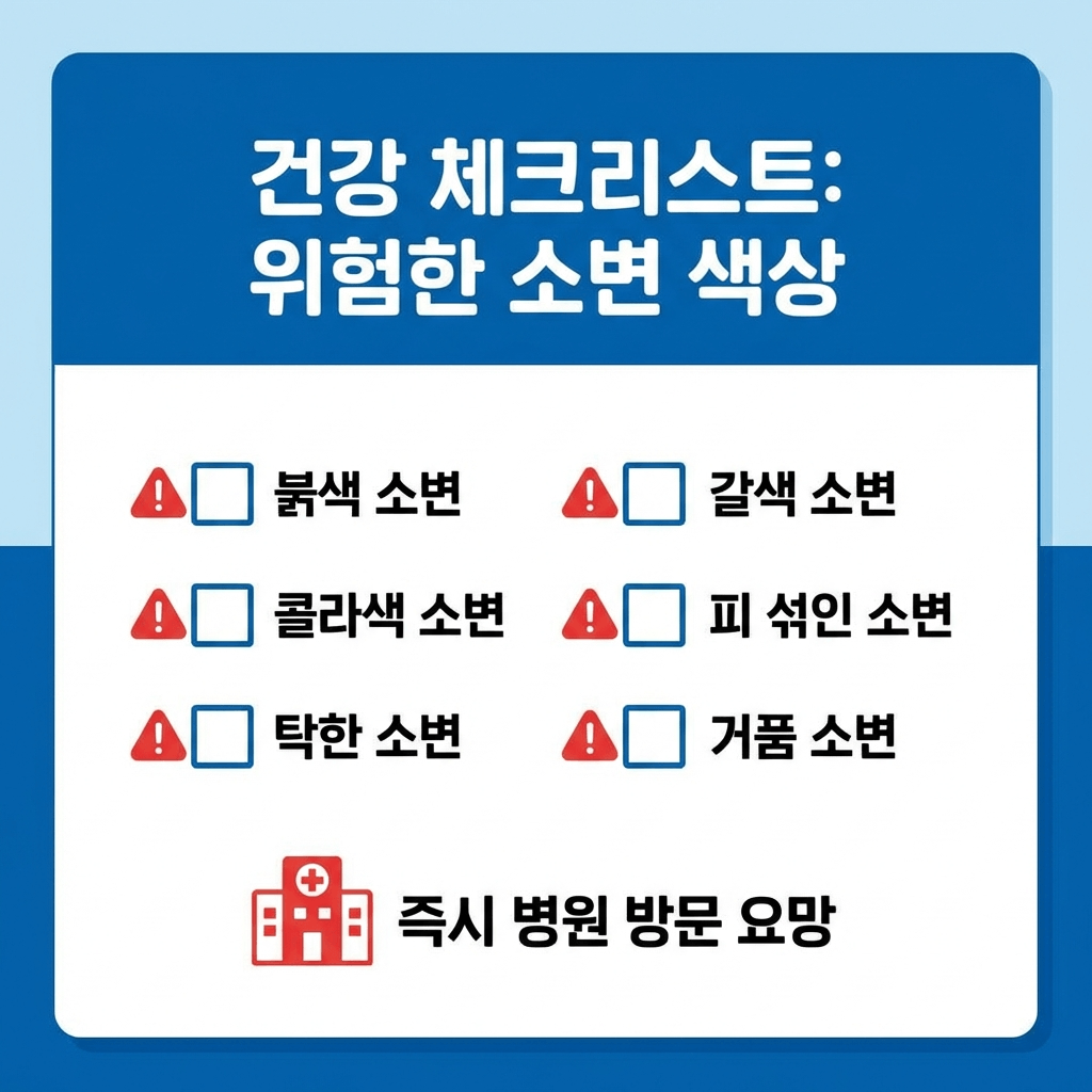 소변 색 위험 신호 체크리스트 카드