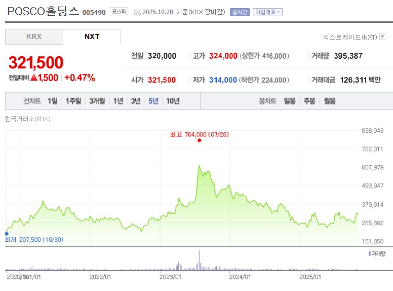 포스코홀딩스 주가