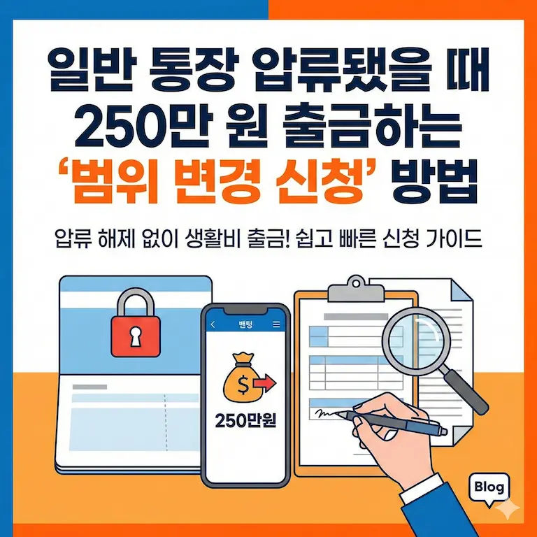 일반 통장 압류됐을 때 250만 원 출금하는 '범위 변경 신청' 방법