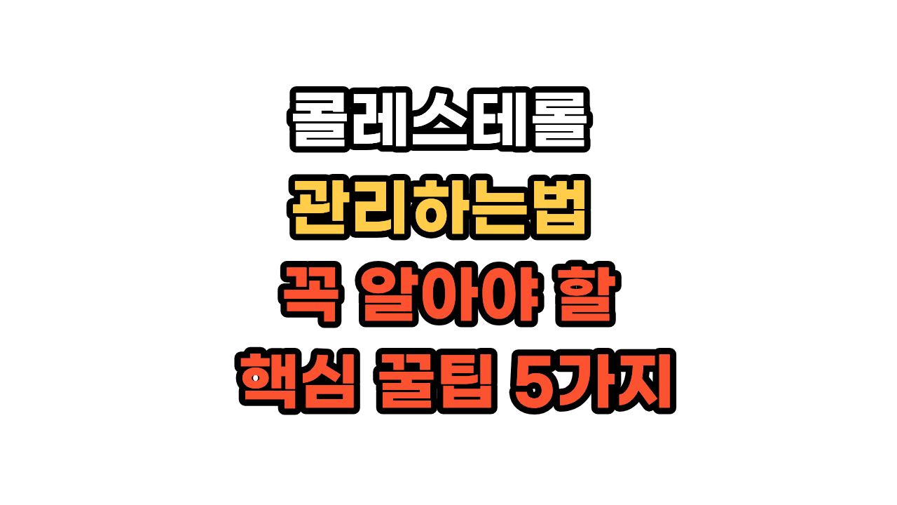 콜레스테롤 관리하는법, 꼭 알아야 할 핵심 꿀팁 5가지