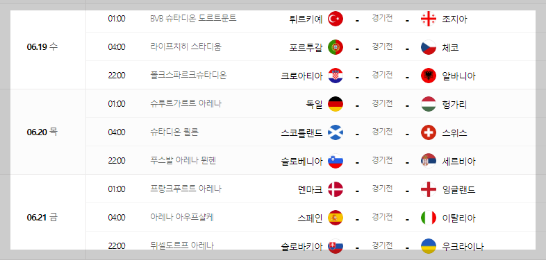유로 2024 일정