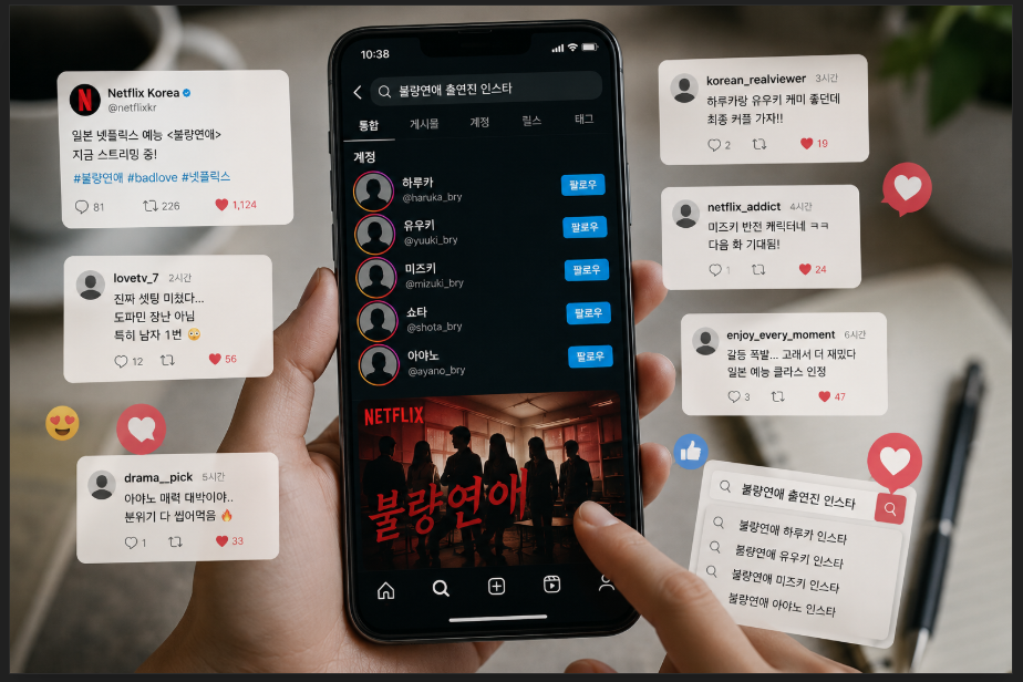 불량연애 화제 이유와 출연진 인스타 검색 관심을 표현한 이미지