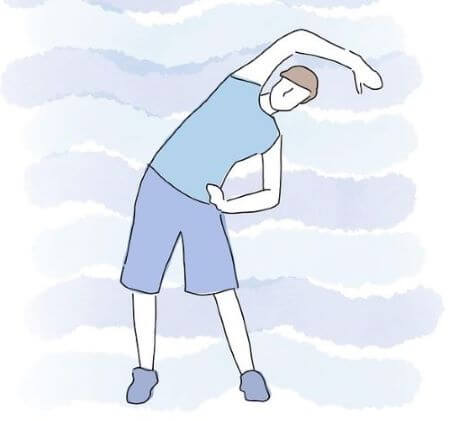 간단한 스트레칭을 하는 모습의 남성 일러스트