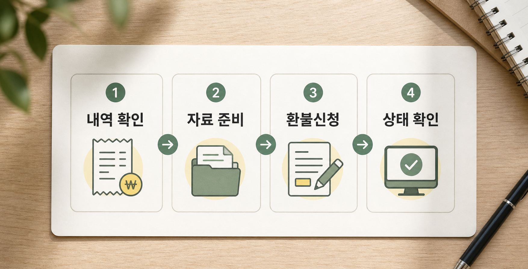 하이패스 환불신청 전 통행 내역을 대조하고 증빙을 준비하는 순서를 보여주는 이미지