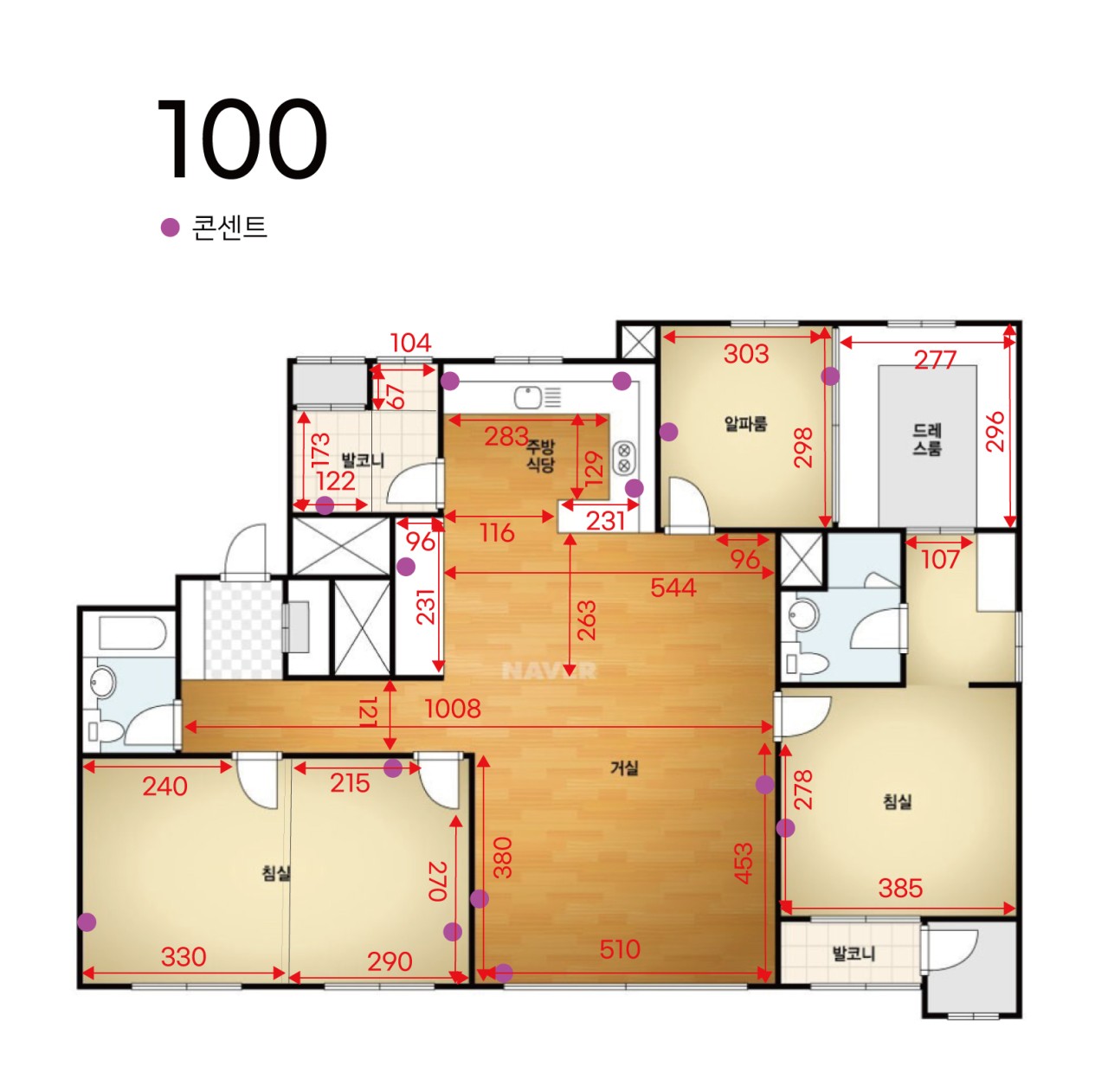 양주회천덕계역대광로제비앙-타입-100-평면도-실측