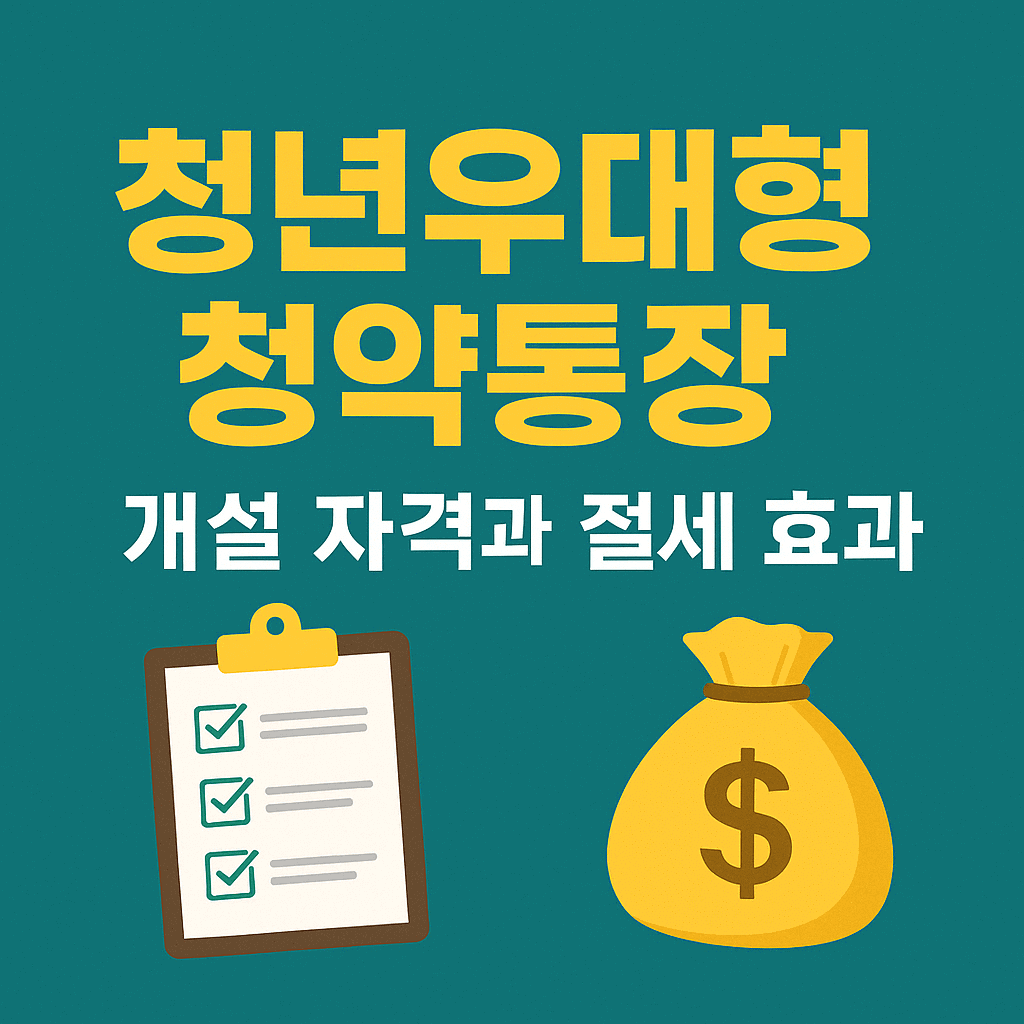 2025년 청년우대형 청약통장 개설 자격과 절세 효과 총정리 – 혜택부터 신청방법까지 완벽 분석