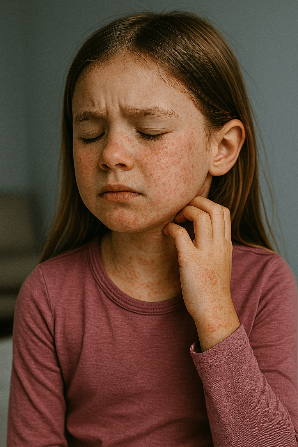 아토피로 고생하고 있는 아이의 이미지