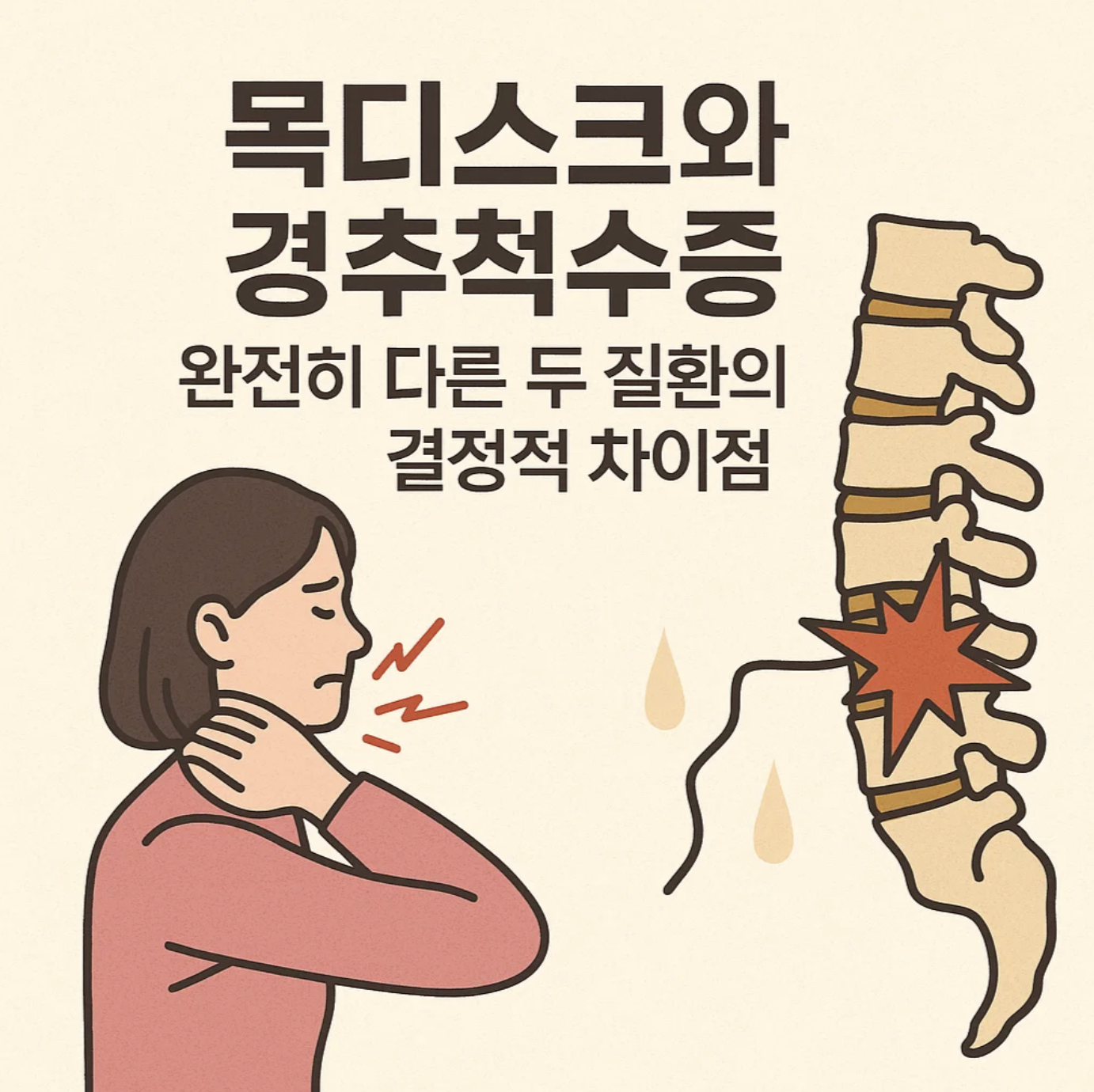 목디스크와 경추척수증, 완전히 다른 두 질환의 결정적 차이점
