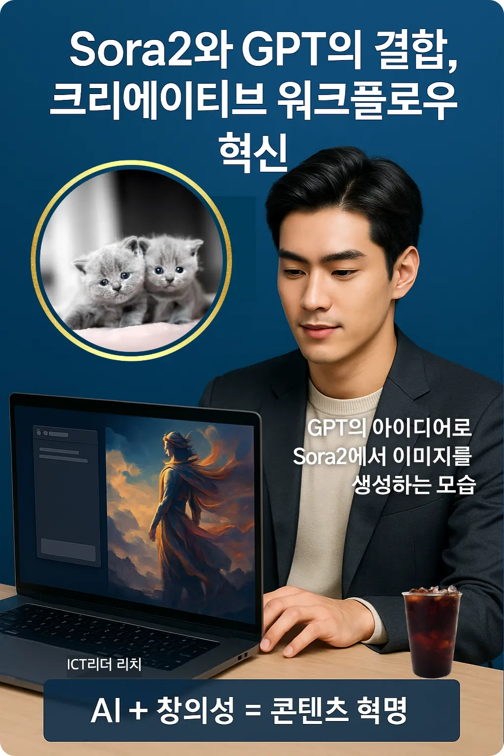 AI 아이디어를 실현하는 20대 남성의 Sora2 이미지 생성 - GPT 텍스트 기획 기반 인포그래픽