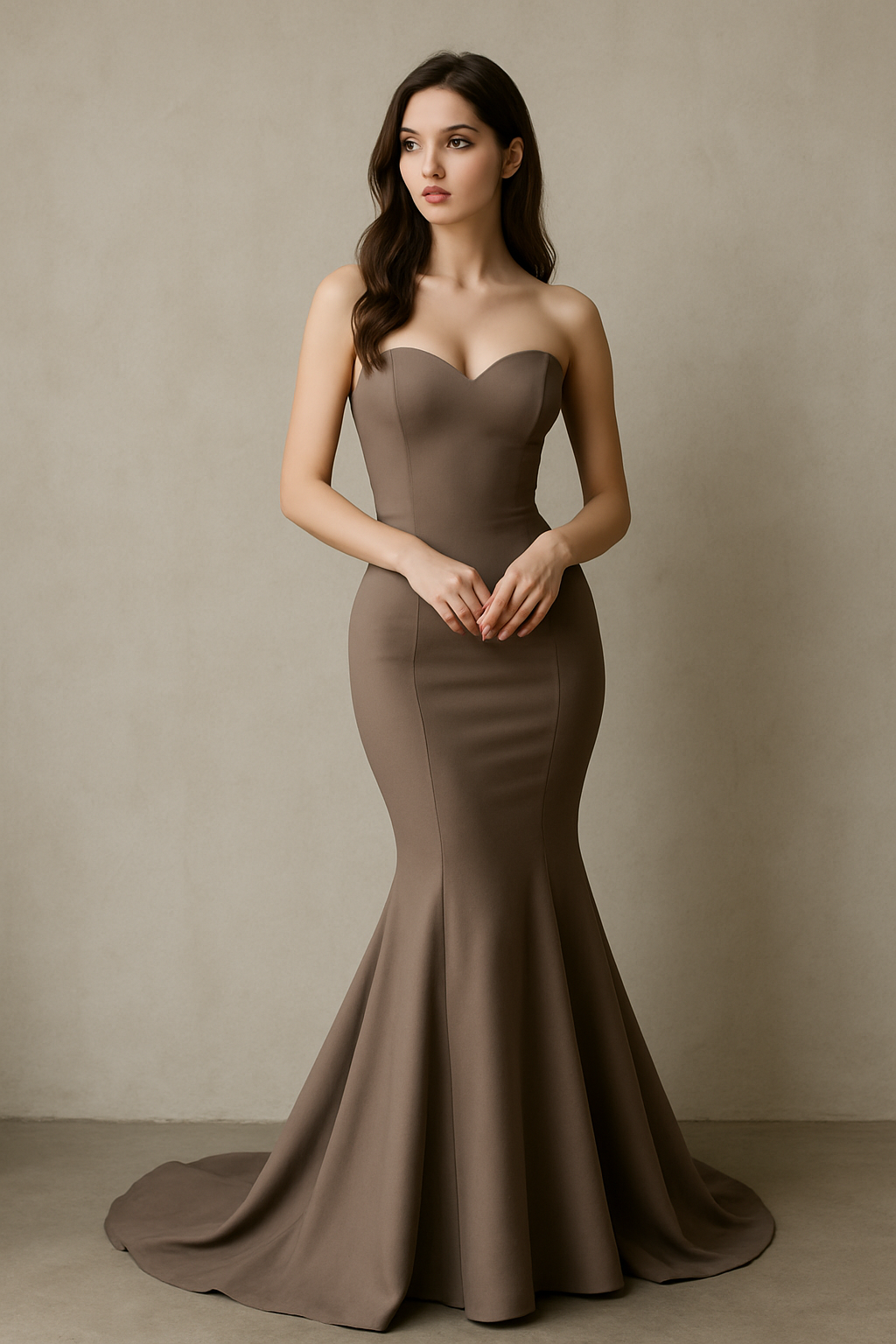 머메이드 드레스를 입은 여자