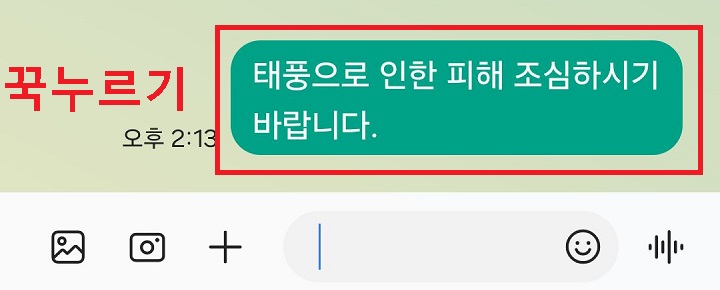 문자 내용 꾹 누름