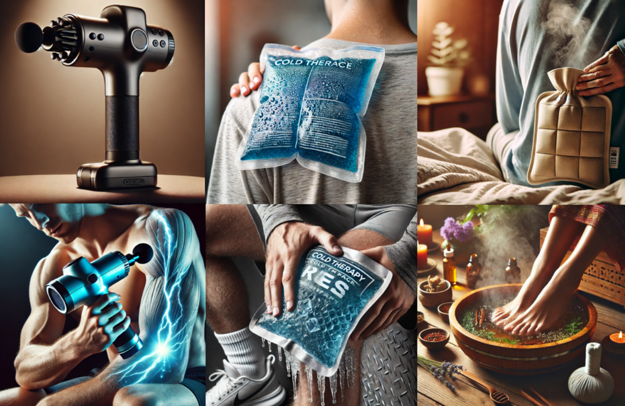 마사지건과 냉온요법 이미지