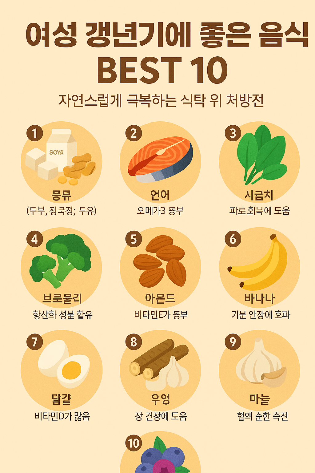 여성 갱년기에 좋은 음식 BEST 10, 자연스럽게 극복하는 식탁 위 처방전