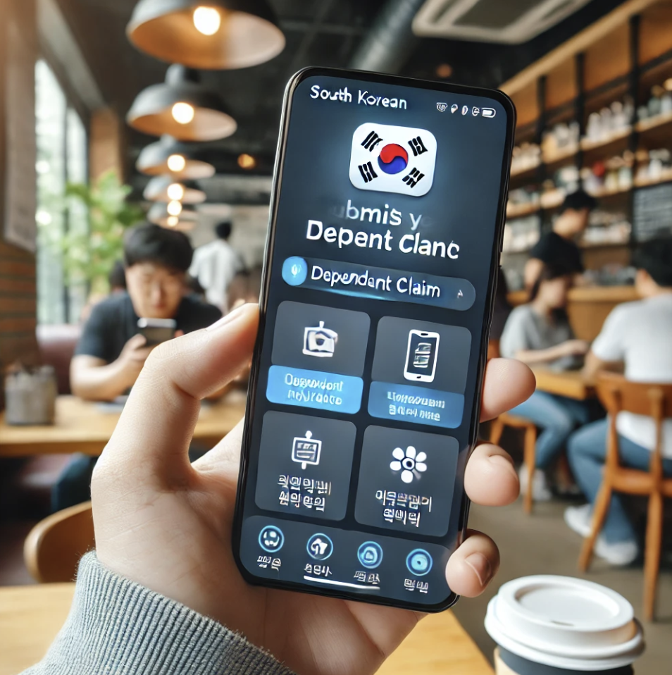 건강보험 청구를 위한 모바일 앱 사용 모습