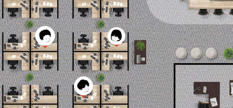 오비스 메타버스, 사무실과 비슷한 책상이 있다.