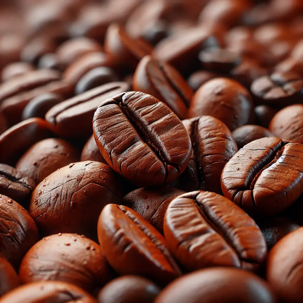 커피 원두를 확대한 모습이다