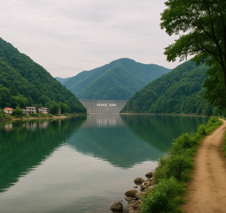 화천 댐이 보이는 풍경 사진