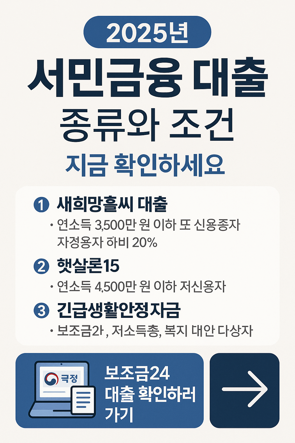 2025년 서민금융 대출 종류와 조건 &ndash; 지금 확인하세요