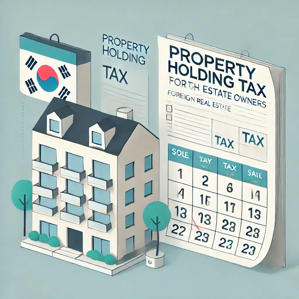 외국인 부동산 보유세와 연간 납부 일정을 설명하는 이미지