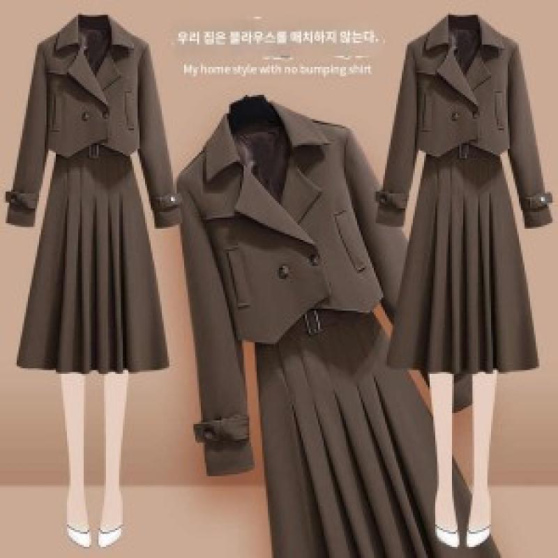 빅 사이즈 여성 정장 코트 스커트 투피스 가을 여자원피스
