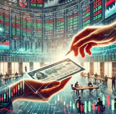 채권이 거래되는 모습을 표현