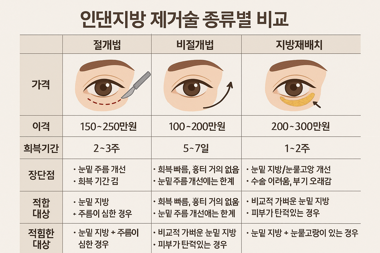 눈밑지방 제거술 종류별 완벽 분석