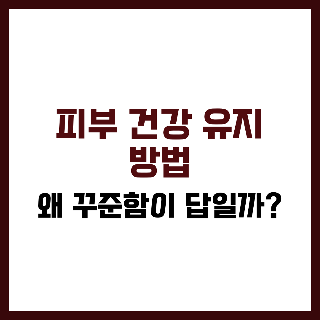 피부 건강 유지 방법