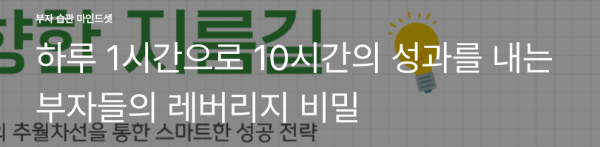 하루 1시간으로 10시간의 성과를 내는 부자들의 레버리지 비밀