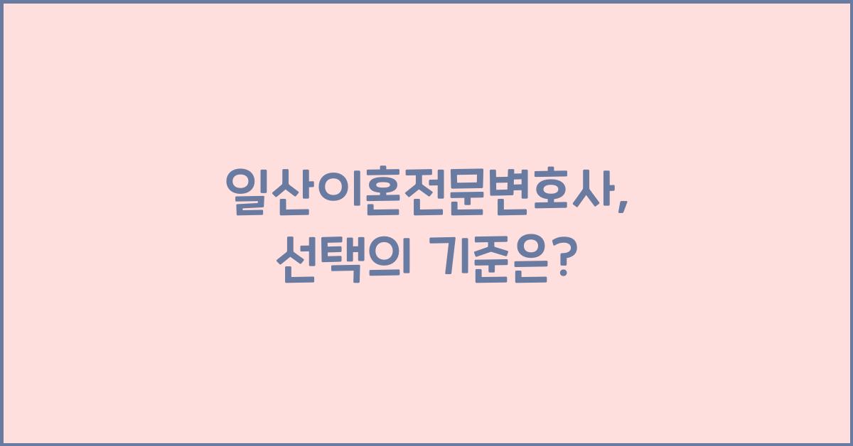 일산이혼전문변호사