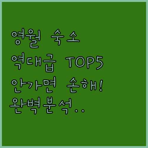 강원도 영월 숙소 추천 TOP 5 위..
