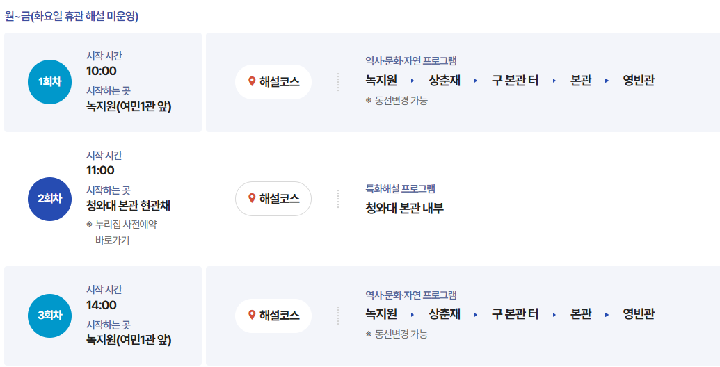 청와대 관람코스