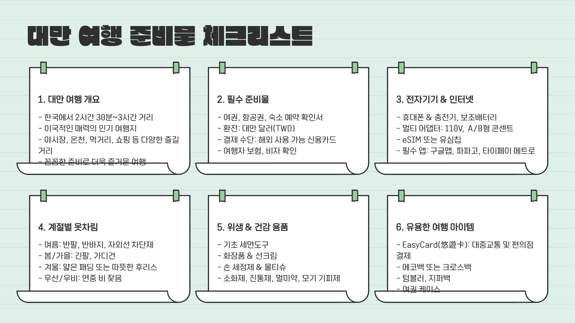 대만 여행 준비물