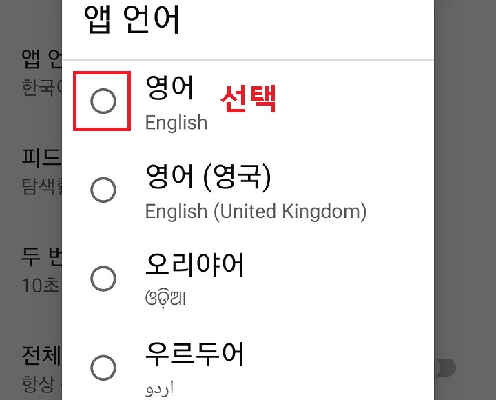 영어 선택함