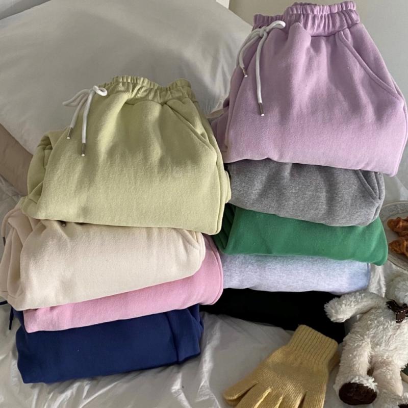 뽀송 양기모 여자 조거팬츠 핑크 아이보리 백멜란지 파스텔 기모 조거바지