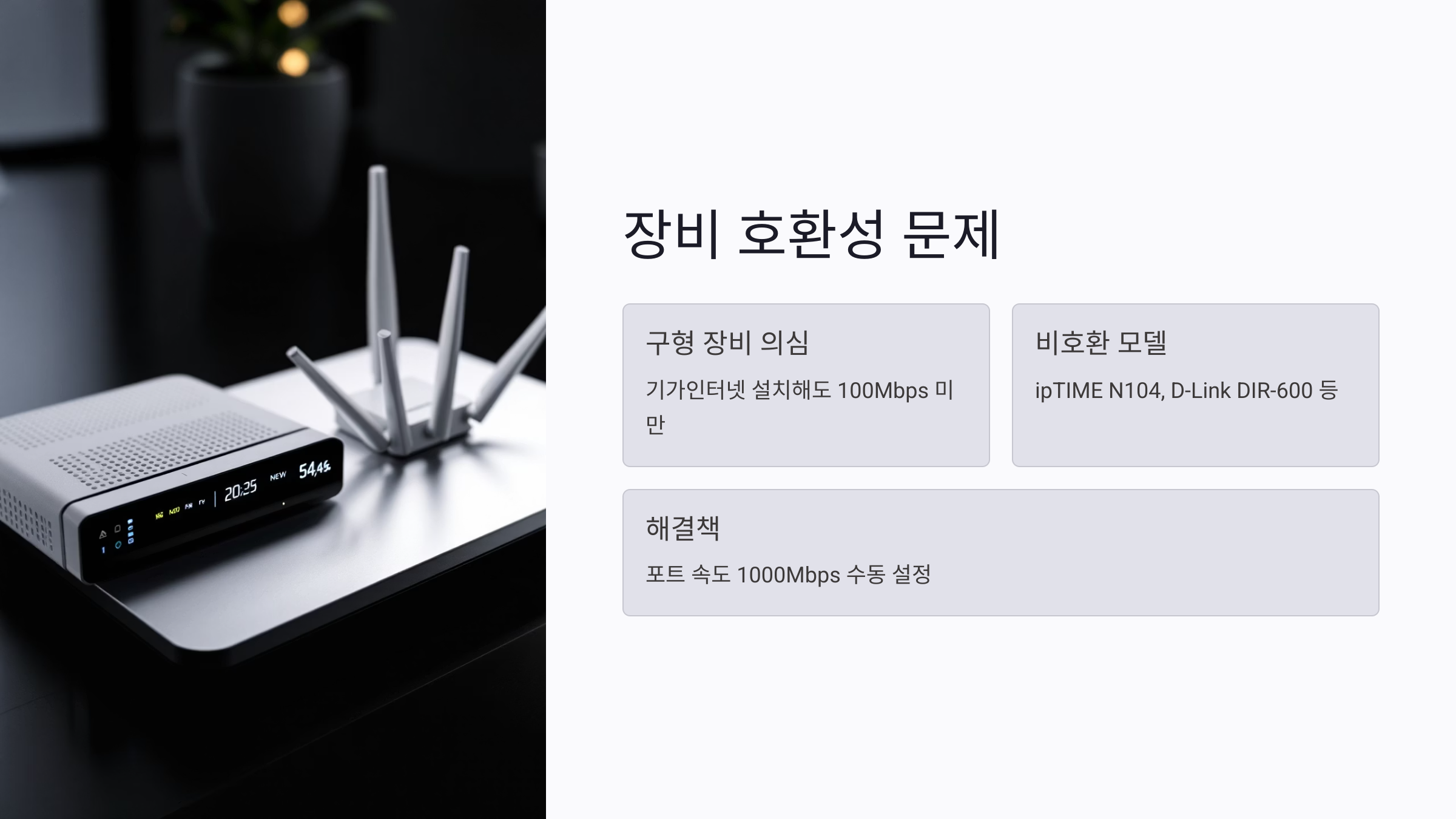 인터넷 속도 저하 원인, 공유기·스위치 장비 호환성 점검하기