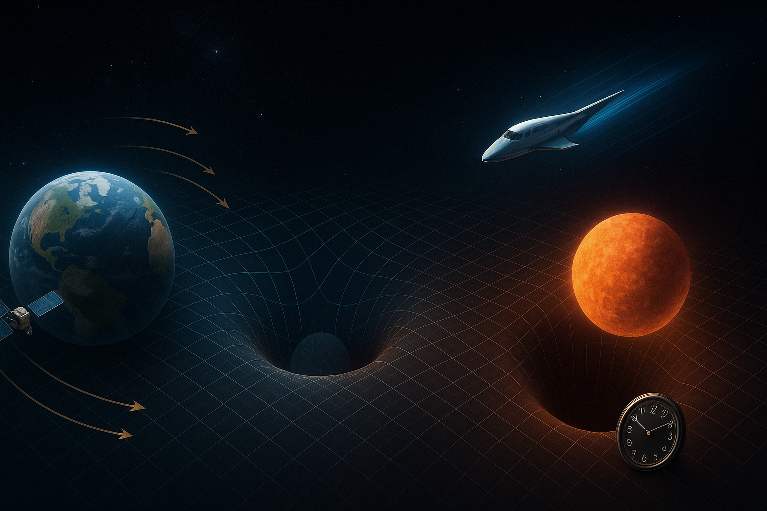 우주의 상대적 운동과 중력에 따라 시계의 흐름이 달라지는 현상